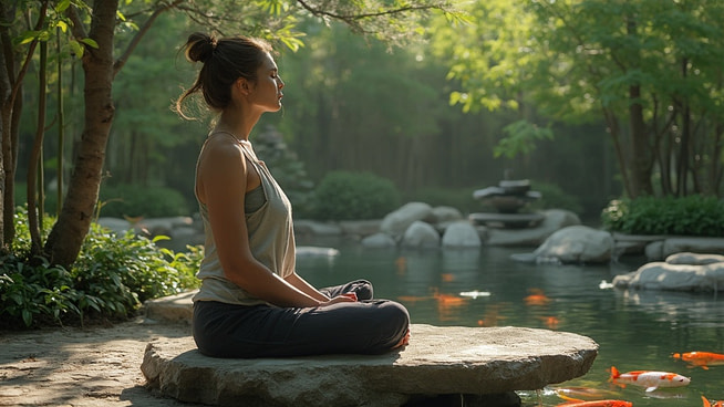 content-6a2887b6 A young girl doing yoga in a serene place