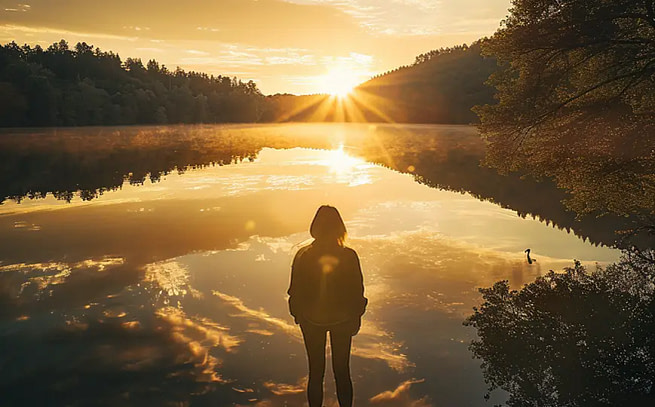 inner-development-the-key-to-unlocking-your-true-potential-image-one A young woman in front of a lake